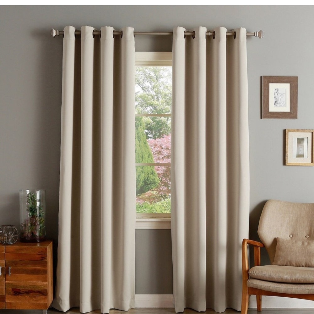 Aurora Home Thermal Insulated Blackout Grommet Top Curtain . 52”W x 108”L. New